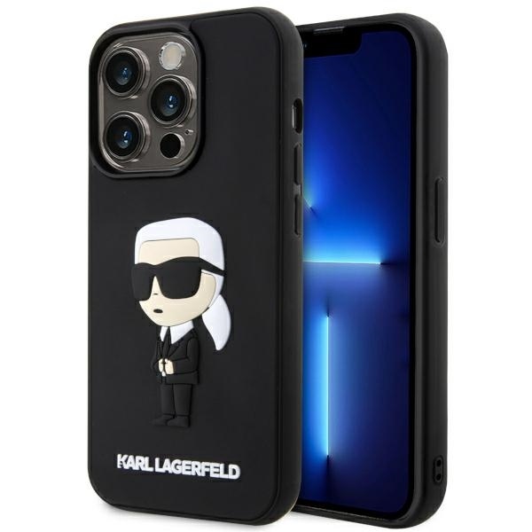 Karl Lagerfeld KLHCP14X3DRKINK iPhone 14 Pro Max 6.7" fekete keménytok Gumiból készült ikonikus 3D keménytok