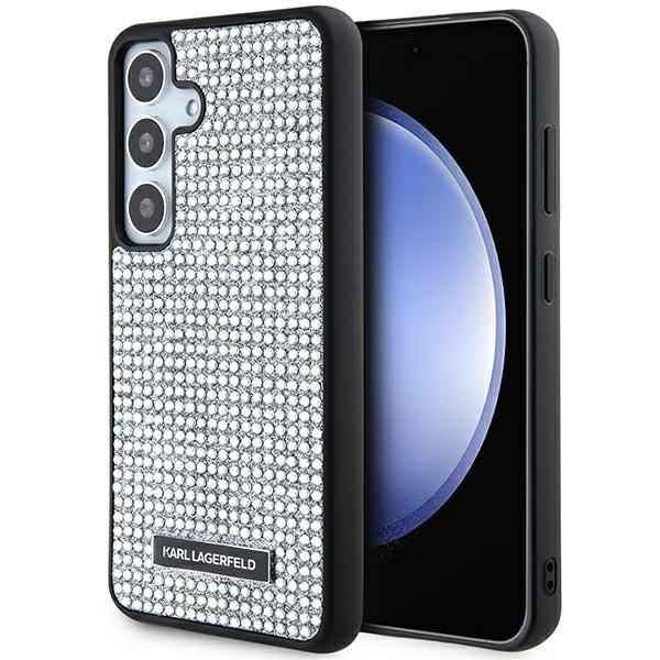 Pouzdro Karl Lagerfeld Rhinestone Metal Logo pro Samsung Galaxy S24 - stříbrné