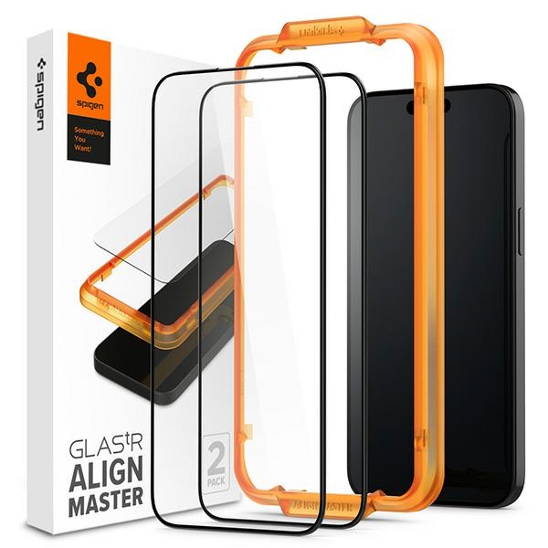 Spigen Alm Glass FC iPhone 15 Pro Max 6.7" 2 db edzett üveg fekete keretes AGL06875